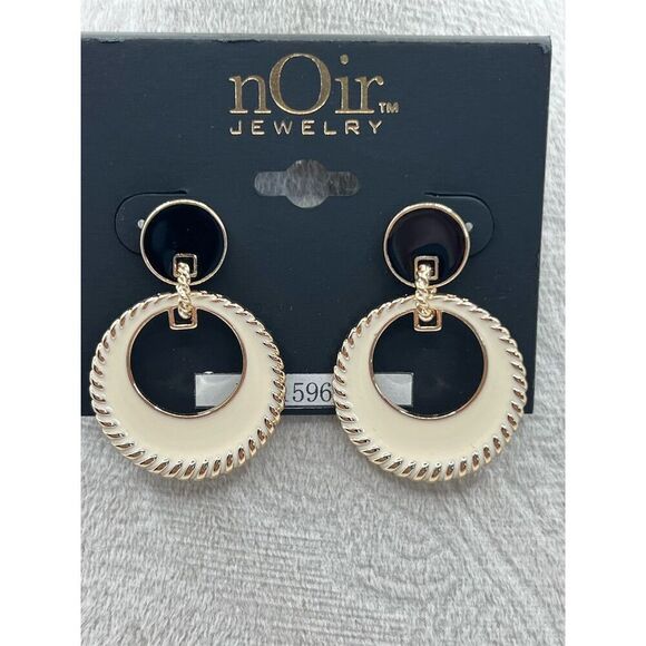 nOir Jewelry Ivory Black Multicolor Enamel Dangle Drop Earrings B16 - Picture 1 of 6